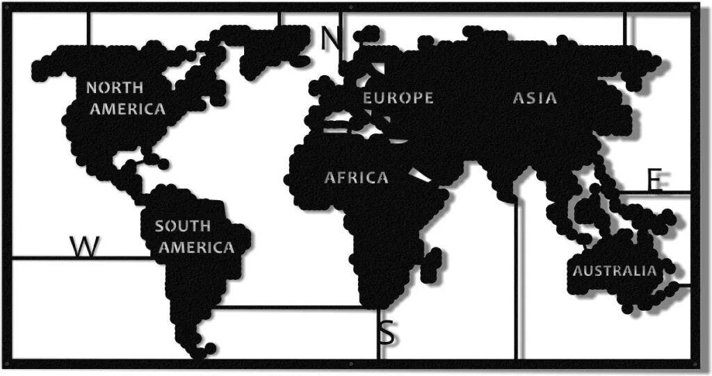 Homemania Décoration murale Carte du monde 90x55 cm Métal Noir