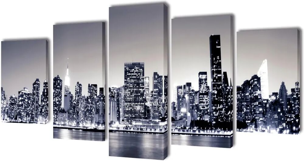 vidaXL Set de toiles murales imprimées Horizon de New York monochrome