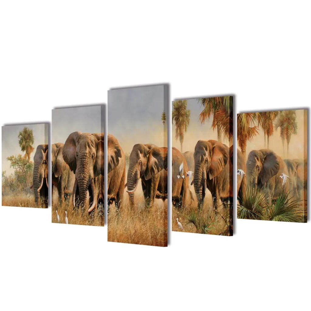 vidaXL Set de toiles murales imprimées Éléphants 100 x 50 cm