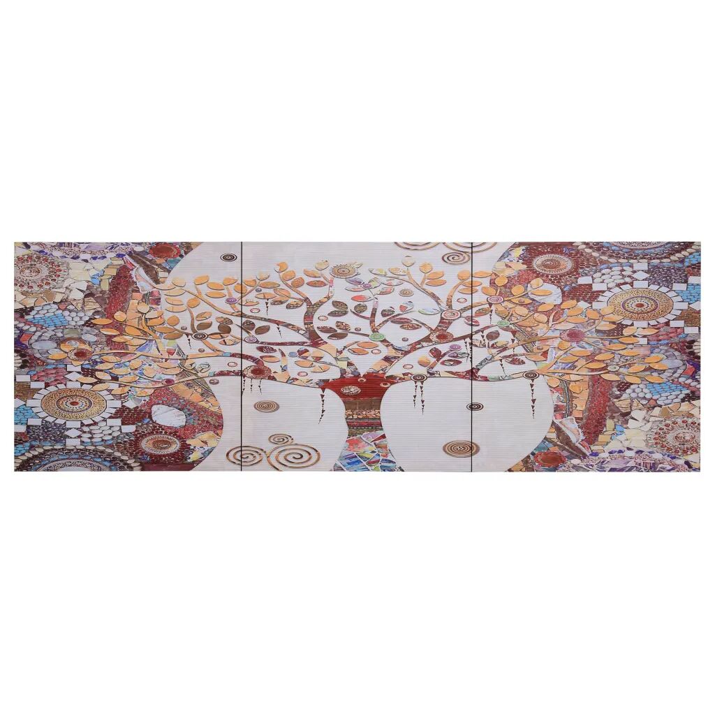 vidaXL Jeu de tableau sur toile Arbre Multicolore 120x40 cm