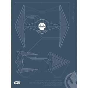 Komar Poster »Star Wars Blueprint Sith TIE-Fighter«, Star Wars, (1 St.),... schwarz-weiss