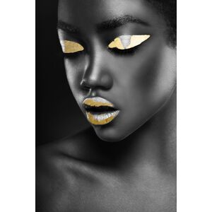 queence Acrylglasbild »Bastet«, Frau, (1 St.) schwarz/goldfarben Größe