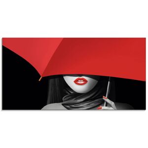 Artland Glasbild »Rote Lippen unter dem Regenschirm«, Frau, (1 St.), in... rot Größe
