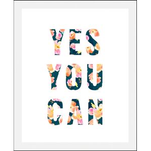 queence Bild »Yes you can«, Schriftzüge, (1 St.), gerahmt blau Größe