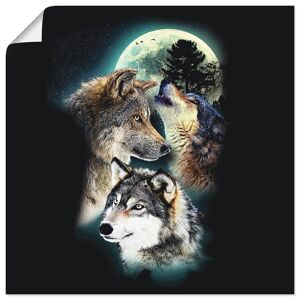 Artland Wandbild »Phantasie Wolf Wölfe mit Mond«, Wildtiere, (1 St.), als... schwarz Größe