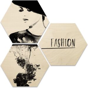 Wall-Art Holzbild »Fashion Collage Holzbild Set«, (1 St.), Glasposter modern Birke- Furnier Größe