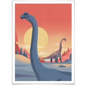 Wall-Art Poster »Brachiosaurus Dino Safari«, Dinosaurier, (1 St.), Poster... bunt Größe