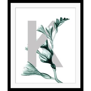 queence Bild »K-Flower«, Buchstaben, Blume, gerahmt, Blätter schwarz Größe