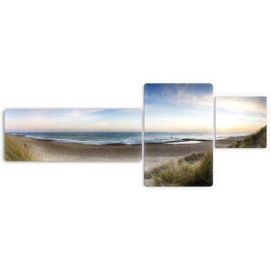 Wall-Art Glasbild »Strandpanorama«, Blumen, Glasposter modern blau grün Größe