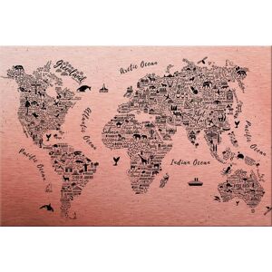 Wall-Art Metallbild »Weltkarte Around the world«, Masse (B/T/H): (120/0,3/75 cm) rosa Größe