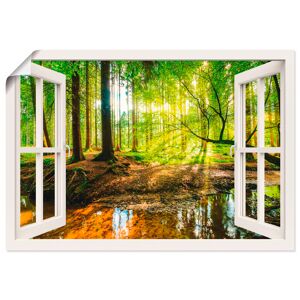 Artland Wandbild »Fensterblick - Wald mit Bach«, Wald, (1 St.), als... weiss Größe