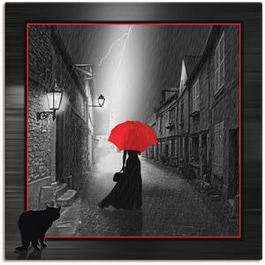 Artland Wandbild »Die Frau mit dem roten Schirm 2«, Frau, (1 St.), als... schwarz Größe
