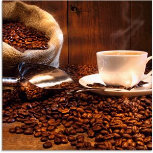 Artland Glasbild »Kaffeetasse und Leinensack auf Tisch«, Getränke, (1 St.),... braun Größe