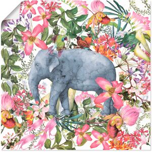 Artland Wandbild »Elefant im Blüten Dschungel«, Wildtiere, (1 St.), als... pink Größe