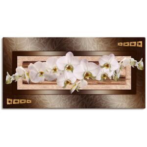 Artland Leinwandbild »Weisse Orchideen mit goldenen Vierecken«, Blumen, (1... weiss Größe