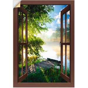 Artland Wandbild »Fensterblick Angelsteg am Fluss«, Fensterblick, (1 St.),... braun Größe