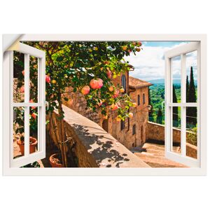 Artland Wandbild »Fensterblick Rosen auf Balkon Toskana«, Garten, (1 St.),... weiss Größe