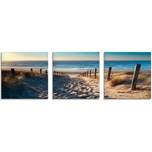 Artland Glasbild »Weg zum Nordseestrand Sonnenuntergang«, Strand, (3 St.), in... naturfarben Größe