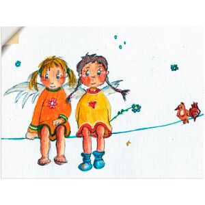 Artland Wandbild »Zwei Engelchen sitzen auf Wäscheleine«, Kinder, (1 St.),... weiss Größe