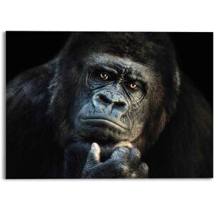 Reinders! Glasbild »Glasbild Gorilla Affe - Kräftig - Nachdenklich«, Affen,... schwarz Größe