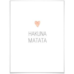 Wall-Art Poster »Herz Schriftzug Hakuna Matata«, Schriftzug, (1 St.), Poster... bunt Größe