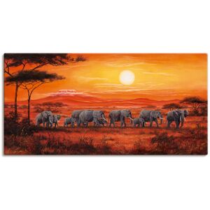 Artland Wandbild »Elefantenherde«, Wildtiere, (1 St.), als Leinwandbild,... orange Größe