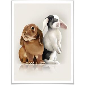 Wall-Art Poster »Bunny Love«, Schriftzug, (1 St.), Poster ohne Bilderrahmen bunt Größe