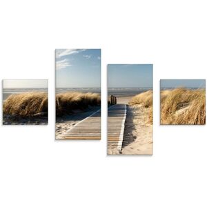 Artland Glasbild »Nordseestrand auf Langeoog - Steg«, Strand, (4 St.), in... naturfarben Größe