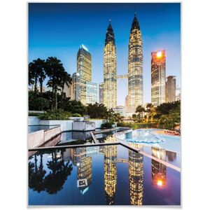 Wall-Art Poster »Petronas Towers Nacht«, Gebäude, (1 St.), Poster ohne... bunt Größe