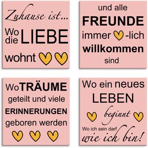 Artland Leinwandbild »Wo die Liebe wohnt«, Sprüche & Texte, (4 St.), 4er Set,... pink Größe