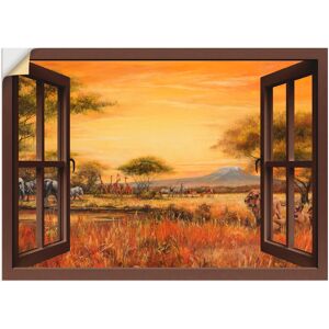 Artland Wandbild »Fensterblick Afrikanische Steppe Löwen«, Fensterblick, (1... braun Größe