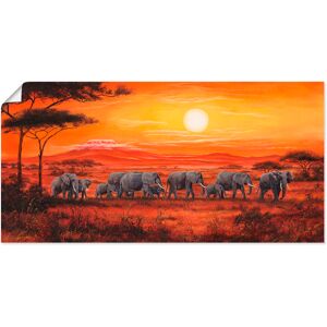 Artland Wandbild »Elefantenherde«, Wildtiere, (1 St.), als Leinwandbild,... orange Größe