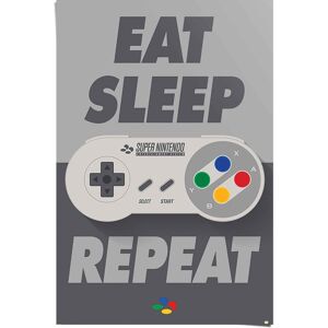 Reinders! Poster »Super Nintendo Eat, sleep, repeat«, (1 St.) silberfarben Größe