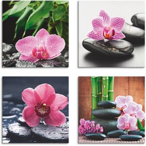 Artland Leinwandbild »Orchidee Zenstein Tropfen Spa Konzept«, Zen, (4 St.),... pink Größe