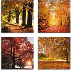 Artland Leinwandbild »Herbstlandschaft«, Bäume, (4 St.), 4er Set,... braun Größe