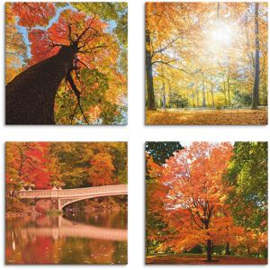 Artland Leinwandbild »Herbst Wald Panoramas«, Wald, (4 St.), 4er Set,... orange Größe