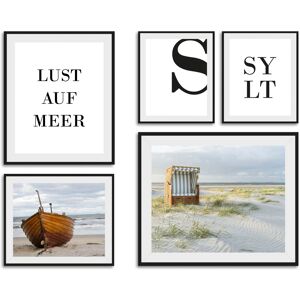 queence Bild »Sylt«, Strand, (5 St.), gerahmt bunt Größe