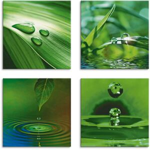 Artland Leinwandbild »Blatt Gras Wassertropfen«, Zen, (4 St.), 4er Set,... grün Größe