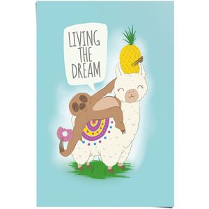 Reinders! Poster »Living the dream Lama und Faultier«, (1 St.) mehrfarbig Größe