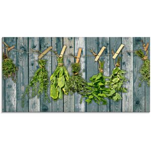 Artland Glasbild »Kräuter mit Holzoptik«, Pflanzen, (1 St.) grün Größe