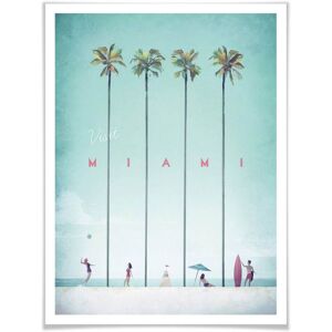 Wall-Art Poster »Palmen Urlaub Miami Strand«, Strand, (1 St.), Poster ohne... bunt Größe