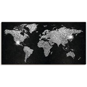 Artland Wandbild »Weltkarte Glitzer«, Land- & Weltkarten, (1 St.), als... schwarz Größe