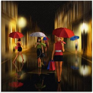 Artland Glasbild »Frauen beim Einkaufen im Regen«, Frau, (1 St.), in... bunt Größe