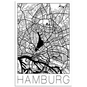 Artland Wandbild »Retro Karte Hamburg Deutschland«, Deutschland, (1 St.), als... schwarz Größe