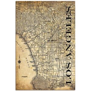 Artland Leinwandbild »Los Angeles Karte Strassen Karte Sepia«, Amerika, (1... natur Größe
