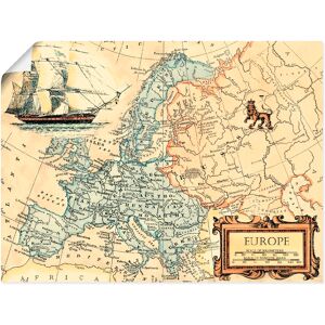 Artland Wandbild »Europakarte«, Landkarten, (1 St.), als Leinwandbild,... natur Größe