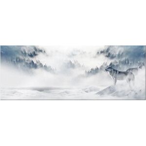 Wall-Art Acrylglasbild »Wölfe im Schnee Panorama«, Glasposter modern weiss Größe