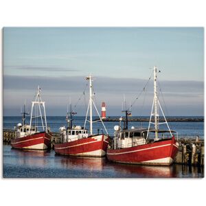 Artland Leinwandbild »Fischerboote und Mole in Warnemünde«, Boote & Schiffe,... rot Größe