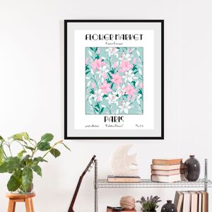queence Bild »Flowermarket«, Blumen, (1 St.), gerahmt pink/blau Größe