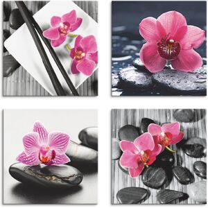 Artland Leinwandbild »Asiatische Komposition Orchidee Zen«, Zen, (4 St.), 4er... pink Größe